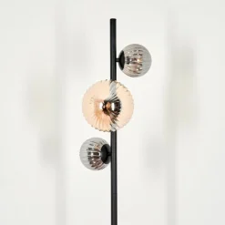 hofstein Lampadaire - Verre 10 cm, 15 cm Remaisnil Ambre, Fumé, 3 lumières