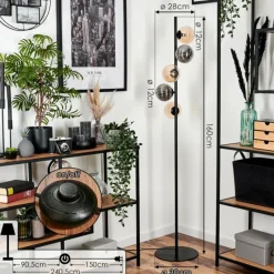 hofstein Lampadaire - Verre 10 cm, 12 cm Remaisnil Ambre, Fumé, 5 lumières