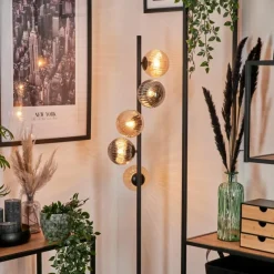 hofstein Lampadaire - Verre 10 cm, 12 cm Remaisnil Ambre, Fumé, 5 lumières