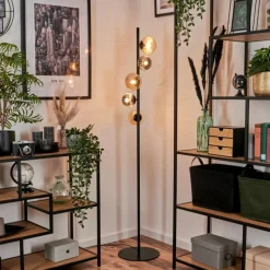 hofstein Lampadaire - Verre 10 cm, 12 cm Remaisnil Ambre, Clair, 5 lumières