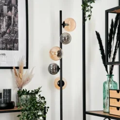 hofstein Lampadaire - Verre 10 cm, 12 cm Remaisnil Ambre, Clair, 5 lumières