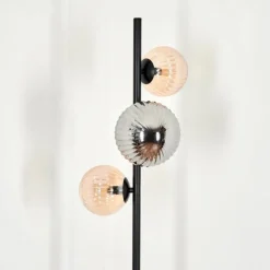 hofstein Lampadaire - Verre 12 cm, 15 cm Remaisnil Noir, 3 lumières