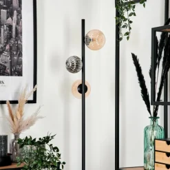 hofstein Lampadaire - Verre 10 cm, 12 cm Remaisnil Noir, 3 lumières