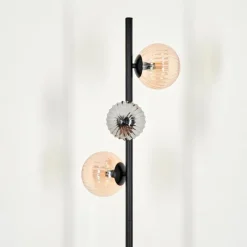 hofstein Lampadaire - Verre 10 cm, 12 cm Remaisnil Noir, 3 lumières