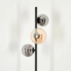 hofstein Lampadaire - Verre 12 cm, 15 cm Remaisnil Noir, 3 lumières