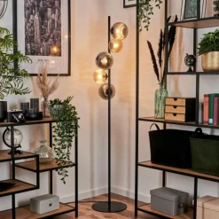 Suspension Verre Fumé-hofstein Lampadaire - Verre 12 cm, 15 cm Remaisnil Noir, 5 lumières