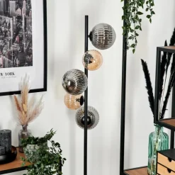 Suspension Verre Fumé-hofstein Lampadaire - Verre 12 cm, 15 cm Remaisnil Noir, 5 lumières