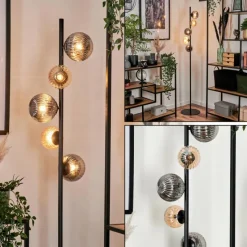 Suspension Verre Fumé-hofstein Lampadaire - Verre 10 cm, 12 cm Remaisnil Noir, 5 lumières