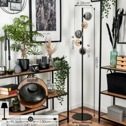 Suspension Verre Fumé-hofstein Lampadaire - Verre 10 cm, 12 cm Remaisnil Noir, 5 lumières