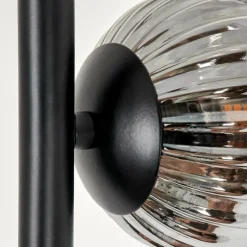 hofstein Lampadaire - Verre 10 cm, 12 cm Remaisnil Noir, 5 lumières