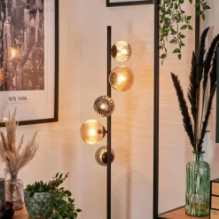 hofstein Lampadaire - Verre 10 cm, 12 cm Remaisnil Noir, 5 lumières