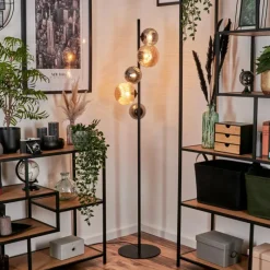 hofstein Lampadaire - Verre 12 cm, 15 cm Remaisnil Noir, 5 lumières