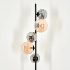 hofstein Lampadaire - Verre 12 cm, 15 cm Remaisnil Noir, 5 lumières