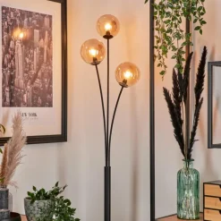 hofstein Lampadaire - Verre 12 cm Bernado Ambre, 3 lumières