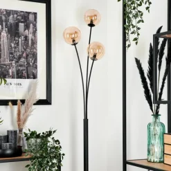 hofstein Lampadaire - Verre 12 cm Bernado Ambre, 3 lumières