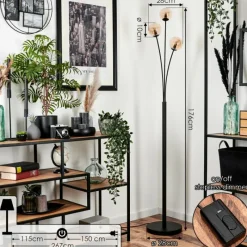 hofstein Lampadaire - Verre 10 cm Bernado Ambre, 3 lumières