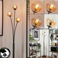 hofstein Lampadaire - Verre 10 cm Bernado Ambre, 3 lumières