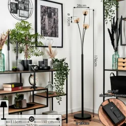 hofstein Lampadaire - Verre 10 cm Bernado Ambre, 3 lumières