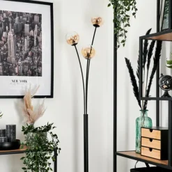 hofstein Lampadaire - Verre 10 cm Bernado Ambre, 3 lumières