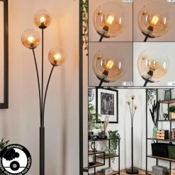 hofstein Lampadaire - Verre 12 cm Bernado Ambre, 3 lumières