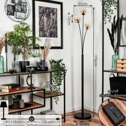 hofstein Lampadaire - Verre 12 cm Bernado Ambre, 3 lumières