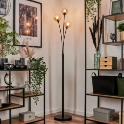 hofstein Lampadaire - Verre 12 cm Bernado Ambre, 3 lumières