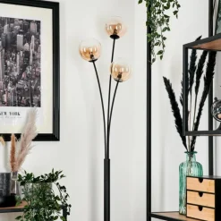 hofstein Lampadaire - Verre 12 cm Bernado Ambre, 3 lumières