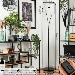 hofstein Lampadaire - Verre 12 cm Bernado Clair, 3 lumières