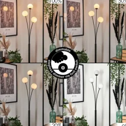 hofstein Lampadaire - Verre 10 cm Bernado Blanc, 3 lumières