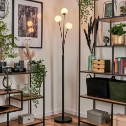 hofstein Lampadaire - Verre 10 cm Bernado Blanc, 3 lumières