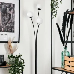 hofstein Lampadaire - Verre 10 cm Bernado Blanc, 3 lumières