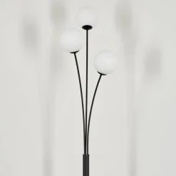 hofstein Lampadaire - Verre 12 cm Bernado Blanc, 3 lumières