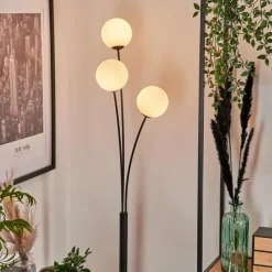 hofstein Lampadaire - Verre 12 cm Bernado Blanc, 3 lumières