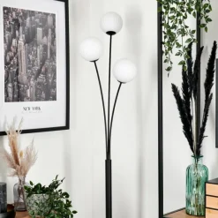 hofstein Lampadaire - Verre 12 cm Bernado Blanc, 3 lumières