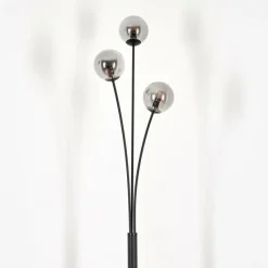 hofstein Lampadaire - Verre 10 cm Bernado Fumé, 3 lumières