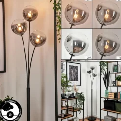 hofstein Lampadaire - Verre 15 cm Bernado Clair, Fumé, 3 lumières