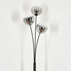 hofstein Lampadaire - Verre 15 cm Bernado Clair, Fumé, 3 lumières