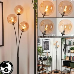 hofstein Lampadaire - Verre 15 cm Bernado Ambre, 3 lumières