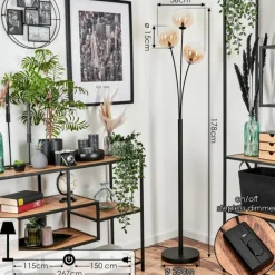 hofstein Lampadaire - Verre 15 cm Bernado Ambre, Clair, 3 lumières