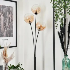 hofstein Lampadaire - Verre 15 cm Bernado Ambre, Clair, 3 lumières