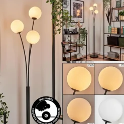 hofstein Lampadaire - Verre 12 cm Bernado Blanc, 3 lumières