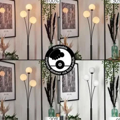 hofstein Lampadaire - Verre 12 cm Bernado Blanc, 3 lumières