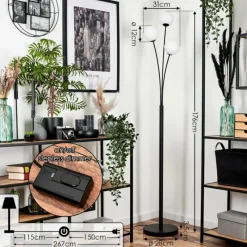 hofstein Lampadaire - Verre 12 cm Bernado Blanc, 3 lumières