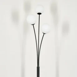 hofstein Lampadaire - Verre 12 cm Bernado Blanc, 3 lumières