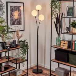 hofstein Lampadaire - Verre 15 cm Bernado Blanc, 3 lumières