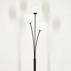 hofstein Lampadaire - Verre 15 cm Bernado Blanc, 3 lumières