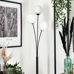 hofstein Lampadaire - Verre 15 cm Bernado Blanc, 3 lumières