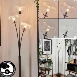 hofstein Lampadaire - Verre 15 cm Bernado Clair, 3 lumières