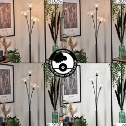 hofstein Lampadaire - Verre 15 cm Bernado Clair, 3 lumières