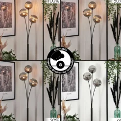 hofstein Lampadaire - Verre 15 cm Bernado Fumé, 3 lumières